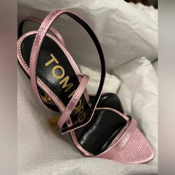 TOM FORD Printed Lizard Padlock Pointy Naked Sandal 105 - Picture 4 of 6